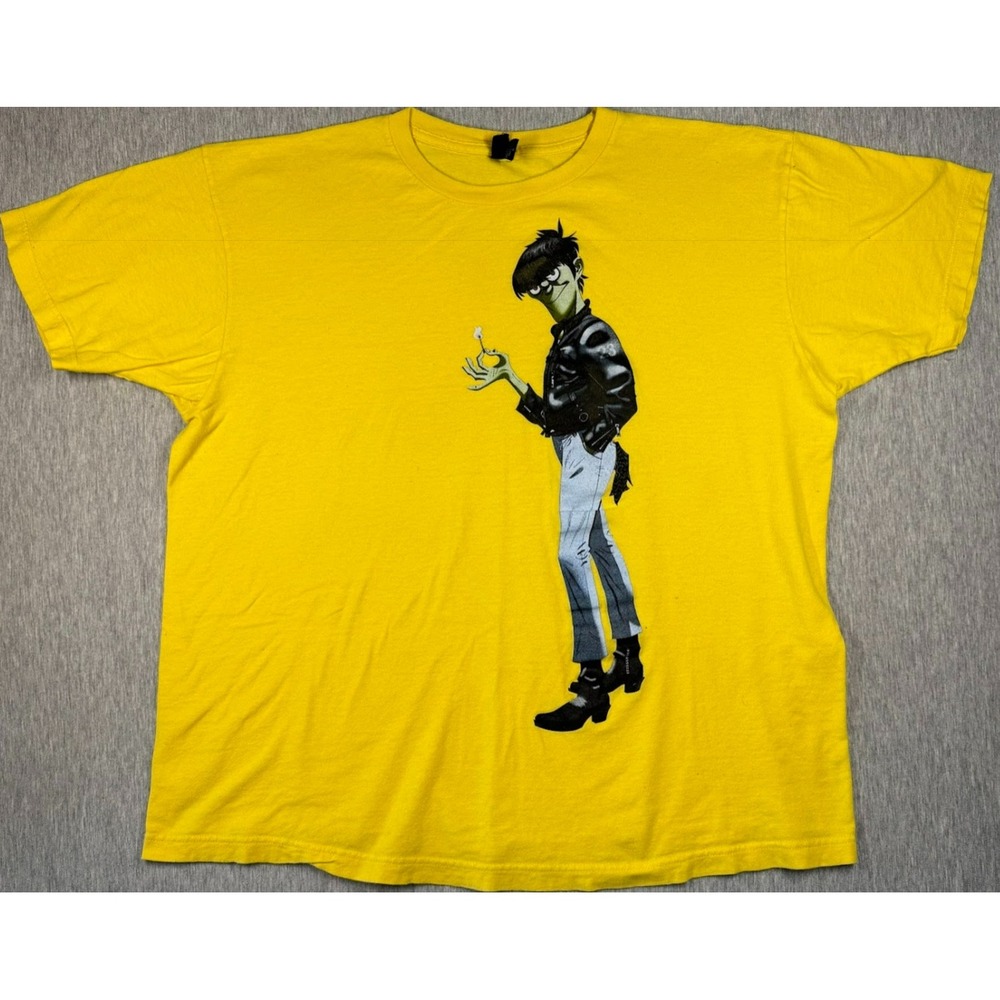 Gorillaz 2D Yellow Graphic T Shirt XL Tultex Y2K Style Alt Band Tee